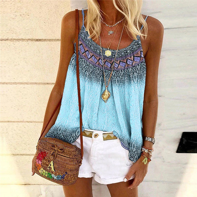 Women's Casual Summer Loose Bohemian Print Vest