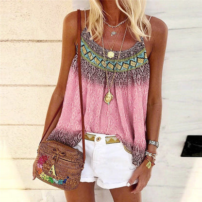 Women's Casual Summer Loose Bohemian Print Vest