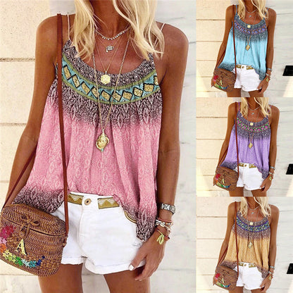 Women's Casual Summer Loose Bohemian Print Vest