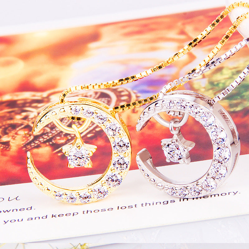 Stylish Korean 925 Silver Star Necklace for Women