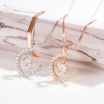 Stylish Korean 925 Silver Star Necklace for Women