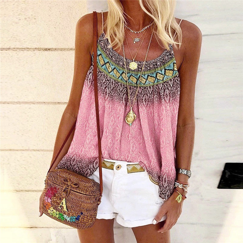 Women's Casual Summer Loose Bohemian Print Vest