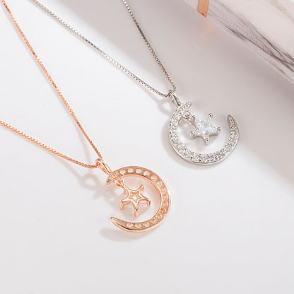 Stylish Korean 925 Silver Star Necklace for Women